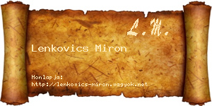 Lenkovics Miron névjegykártya